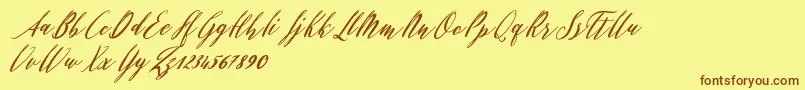 Evelyne Font – Brown Fonts on Yellow Background