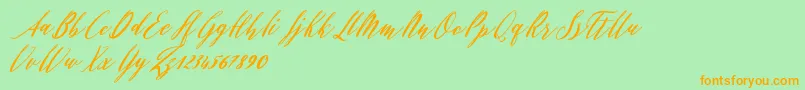 Evelyne Font – Orange Fonts on Green Background