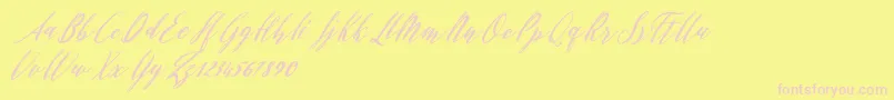 Evelyne Font – Pink Fonts on Yellow Background