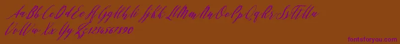 Evelyne-Schriftart – Violette Schriften auf braunem Hintergrund