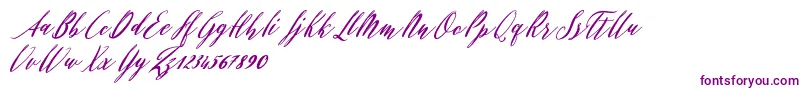 Evelyne-Schriftart – Violette Schriften auf weißem Hintergrund