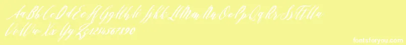 Evelyne-Schriftart – Weiße Schriften auf gelbem Hintergrund