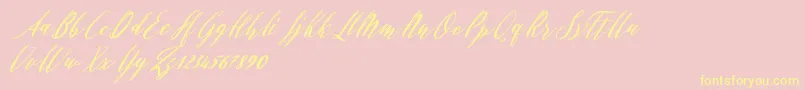 Evelyne Font – Yellow Fonts on Pink Background
