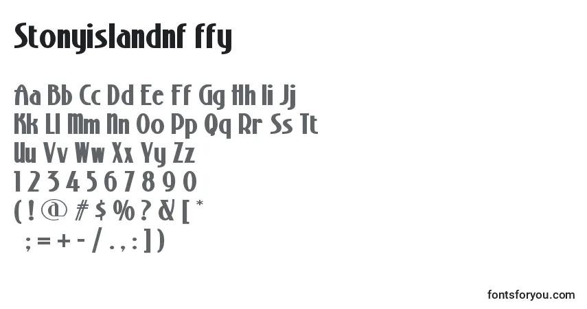 Schriftart Stonyislandnf ffy – Alphabet, Zahlen, spezielle Symbole