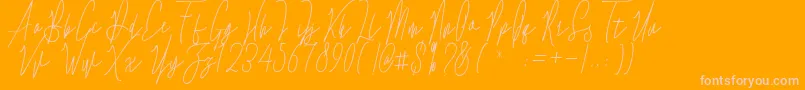 Evergreen Free-Schriftart – Rosa Schriften auf orangefarbenem Hintergrund