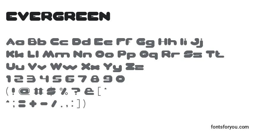 Шрифт EVERGREEN – алфавит, цифры, специальные символы