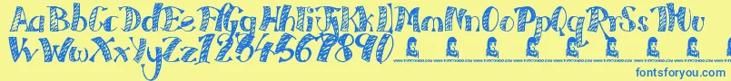 Every Freakin Night Font – Blue Fonts on Yellow Background