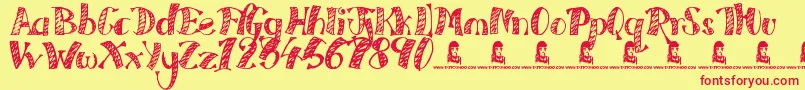 Every Freakin Night Font – Red Fonts on Yellow Background