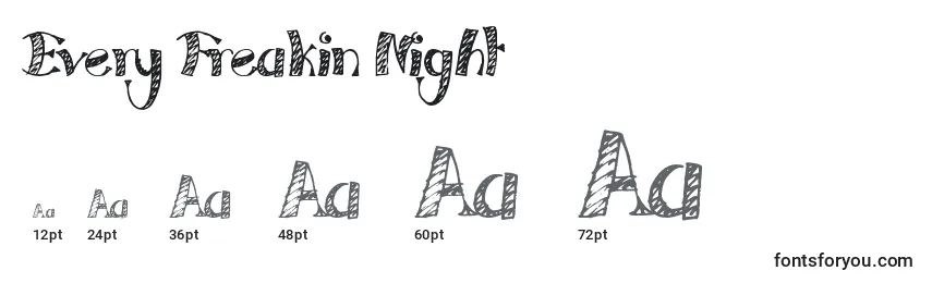 Every Freakin Night Font Sizes
