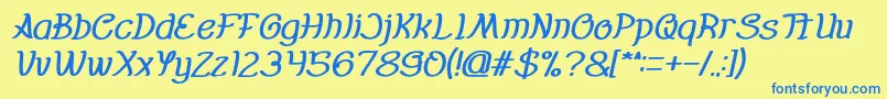 Everybody Bold Italic Font – Blue Fonts on Yellow Background