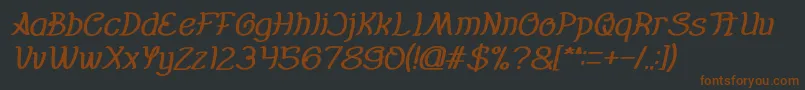 Fonte Everybody Bold Italic – fontes marrons em um fundo preto