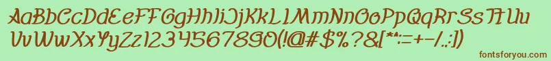 Everybody Bold Italic-Schriftart – Braune Schriften auf grünem Hintergrund