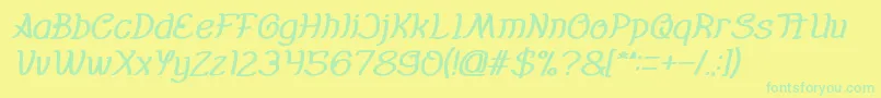 フォントEverybody Bold Italic – 黄色い背景に緑の文字