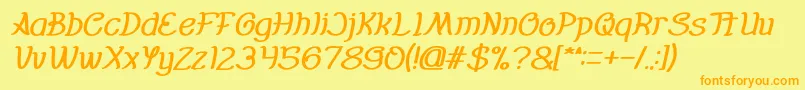 フォントEverybody Bold Italic – オレンジの文字が黄色の背景にあります。