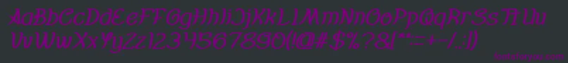 Fonte Everybody Bold Italic – fontes roxas em um fundo preto