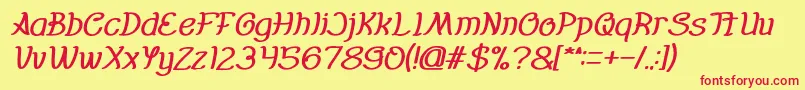 Everybody Bold Italic Font – Red Fonts on Yellow Background