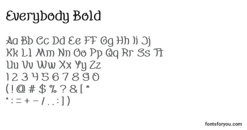 A fonte Everybody Bold – alfabeto, números, caracteres especiais