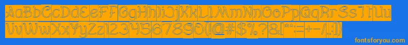 Everybody Hollow Inverse-Schriftart – Orangefarbene Schriften auf blauem Hintergrund