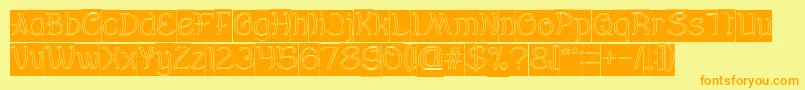 Everybody Hollow Inverse-Schriftart – Orangefarbene Schriften auf gelbem Hintergrund