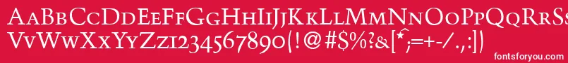 フォントTroubadoursmcRegular – 赤い背景に白い文字