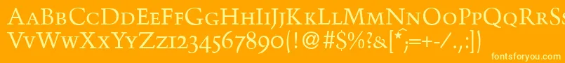 TroubadoursmcRegular Font – Yellow Fonts on Orange Background