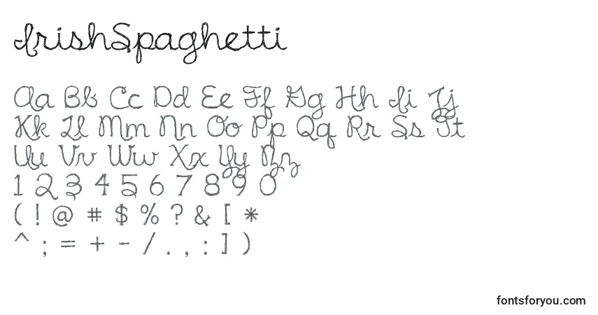 A fonte IrishSpaghetti – alfabeto, números, caracteres especiais