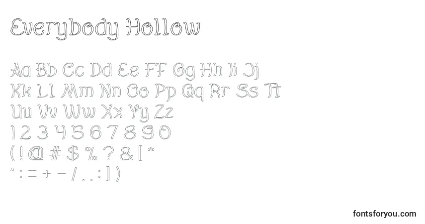A fonte Everybody Hollow – alfabeto, números, caracteres especiais