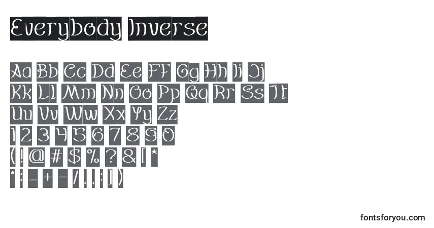 Czcionka Everybody Inverse – alfabet, cyfry, specjalne znaki