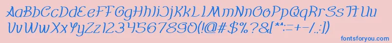 Weitere Informationen zur Everybody italic-Schriftart Everybody italic-Schriftart – Blaue Schriften auf rosa Hintergrund
