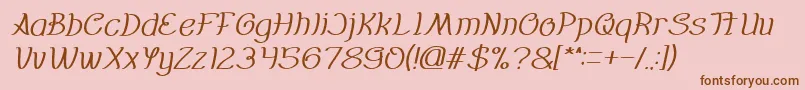 Fonte Everybody italic – fontes marrons em um fundo rosa