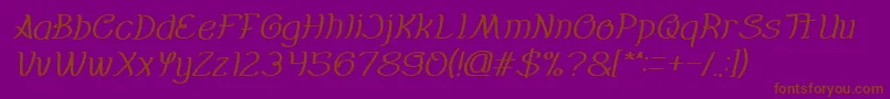 Fonte Everybody italic – fontes marrons em um fundo roxo