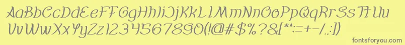 Fonte Everybody italic – fontes cinzas em um fundo amarelo