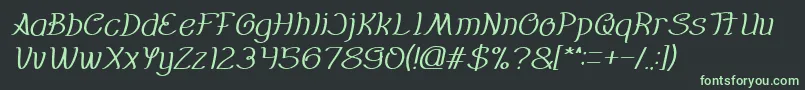 Everybody italic-Schriftart – Grüne Schriften auf schwarzem Hintergrund