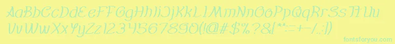フォントEverybody italic – 黄色い背景に緑の文字