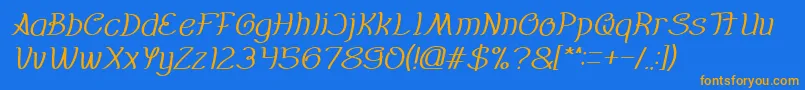 Czcionka Everybody italic – pomarańczowe czcionki na niebieskim tle