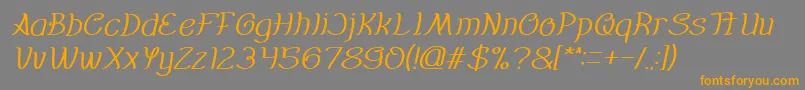フォントEverybody italic – オレンジの文字は灰色の背景にあります。