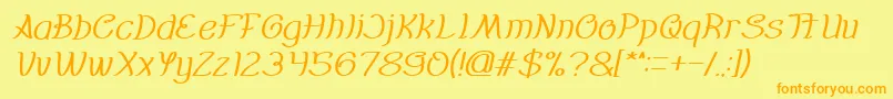 フォントEverybody italic – オレンジの文字が黄色の背景にあります。