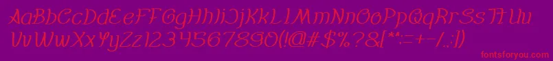 フォントEverybody italic – 紫の背景に赤い文字