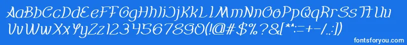 Police Everybody italic – polices blanches sur fond bleu