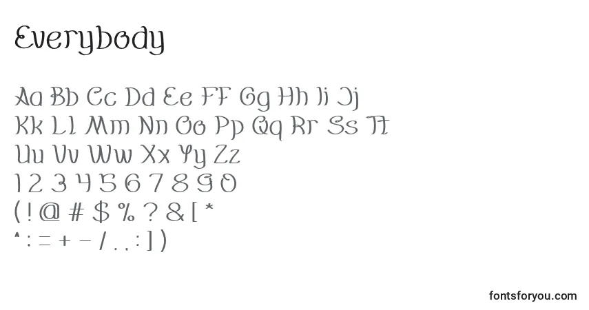 Schriftart Everybody (126204) – Alphabet, Zahlen, spezielle Symbole