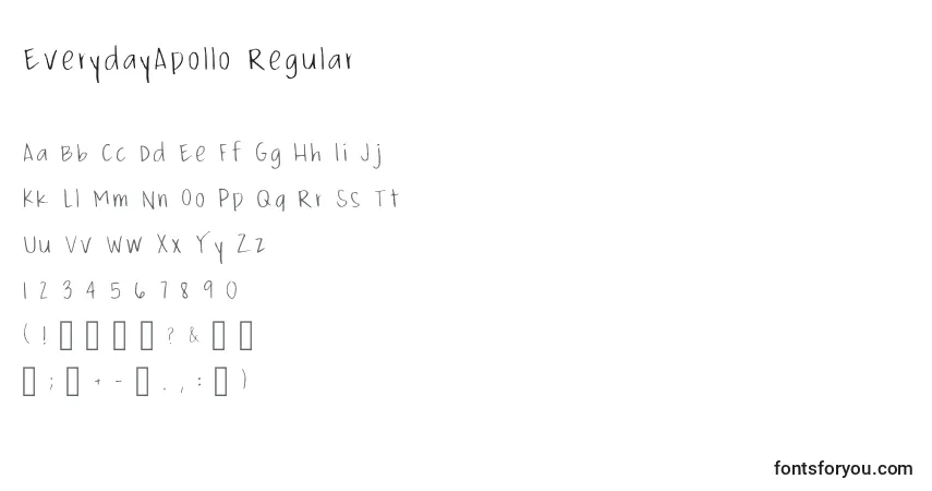 Schriftart EverydayApollo Regular – Alphabet, Zahlen, spezielle Symbole