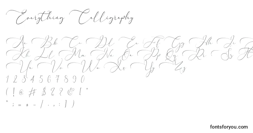 A fonte Everything Calligraphy   – alfabeto, números, caracteres especiais
