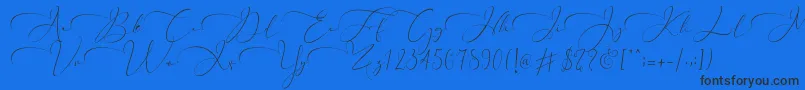 Fonte Everything Calligraphy   – fontes pretas em um fundo azul