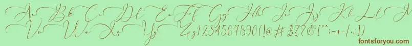 Fonte Everything Calligraphy   – fontes marrons em um fundo verde