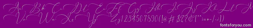 Fonte Everything Calligraphy   – fontes verdes em um fundo violeta