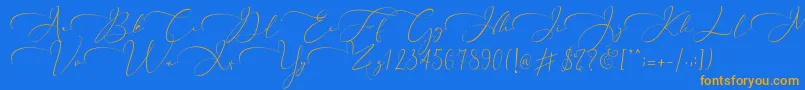 Everything Calligraphy  -fontti – oranssit fontit sinisellä taustalla