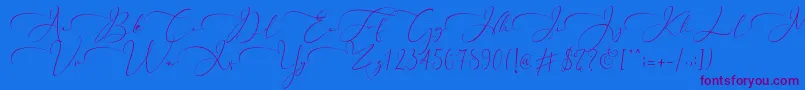 Fonte Everything Calligraphy   – fontes roxas em um fundo azul