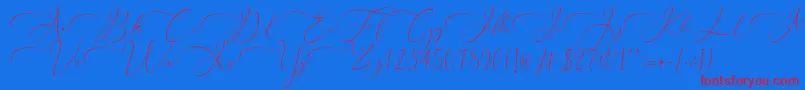 Everything Calligraphy  -Schriftart – Rote Schriften auf blauem Hintergrund