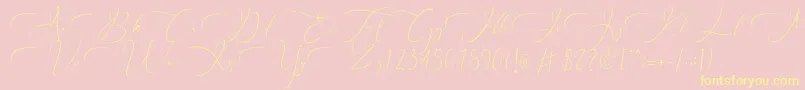 フォントEverything Calligraphy   – 黄色のフォント、ピンクの背景