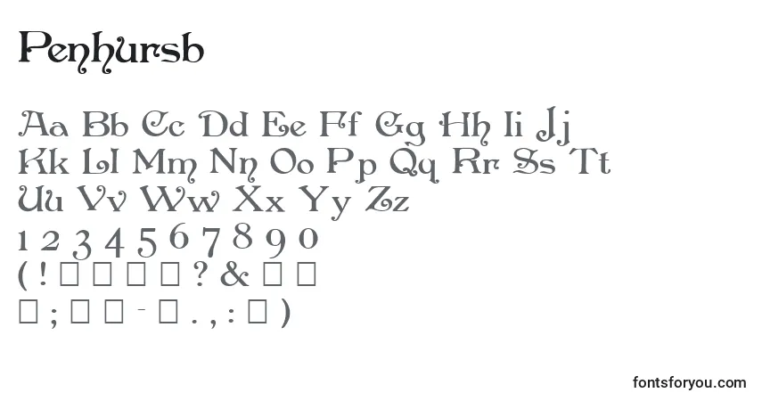 A fonte Penhursb – alfabeto, números, caracteres especiais